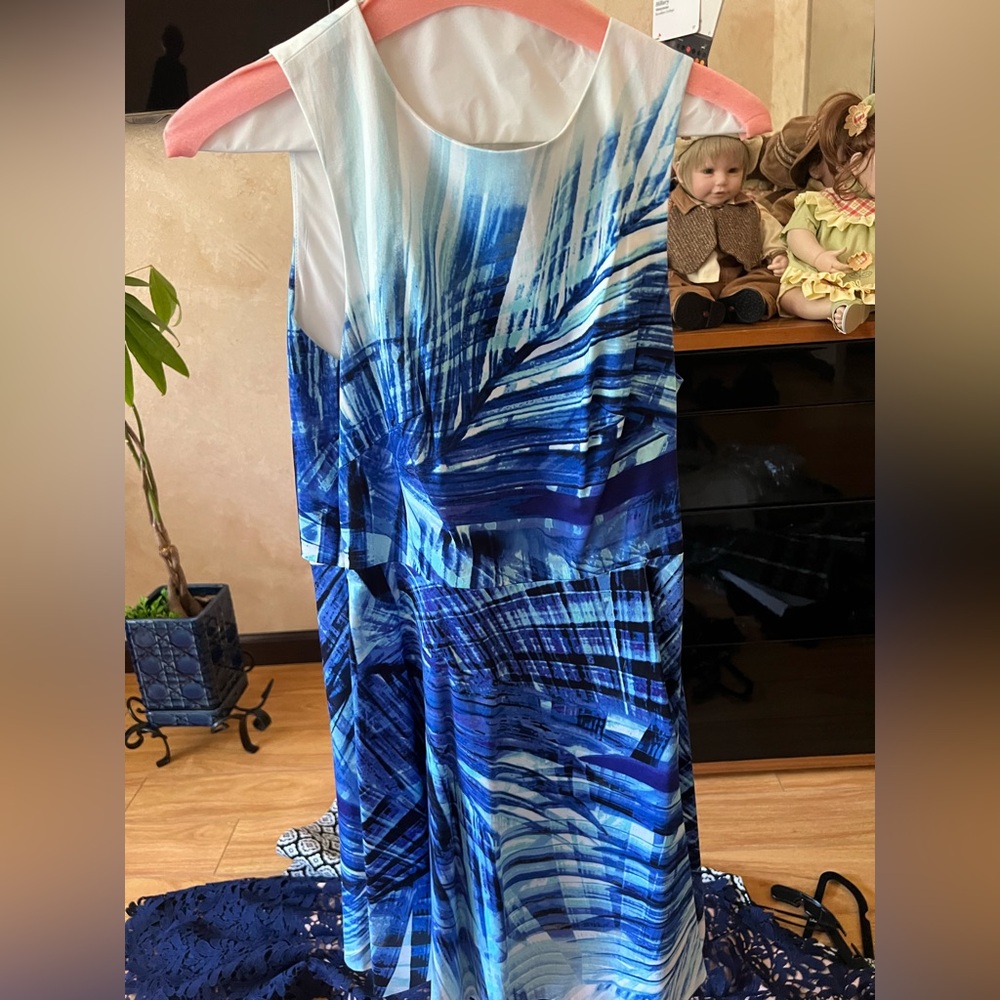 Karen Millen Blue and White Patterned Dress